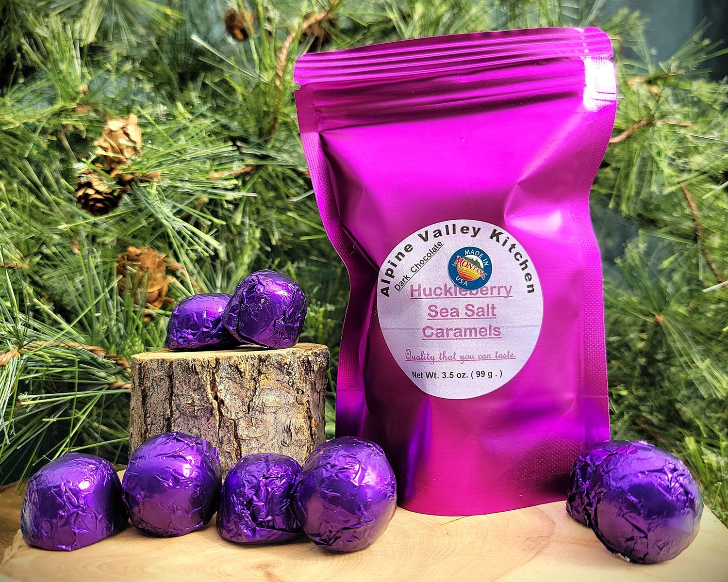 Huckleberry Sea Salt Caramels Dark Choc