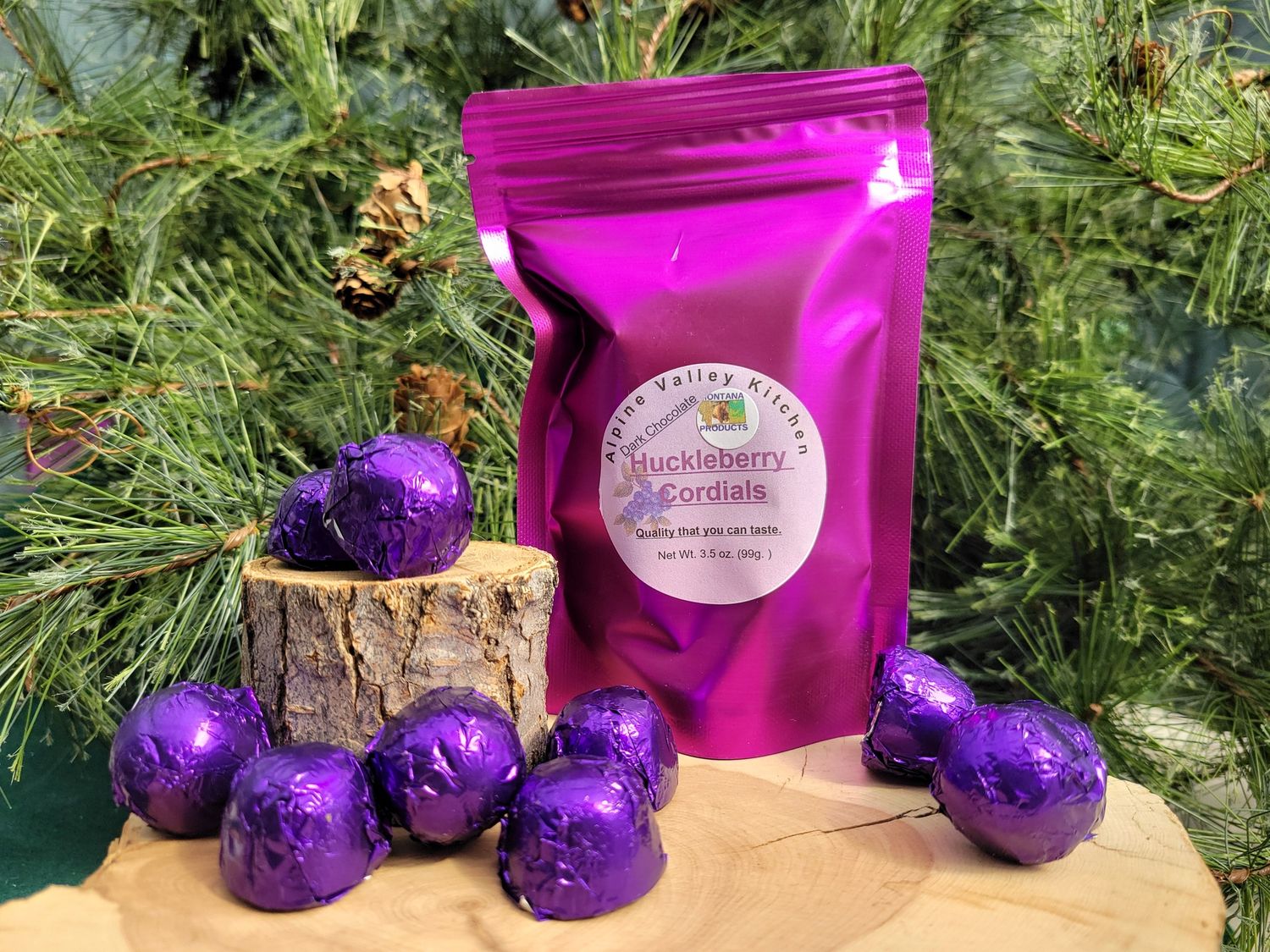 Huckleberry Cordials 3.5oz Dark Choc