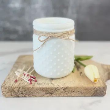 White Hobnail Jar Candle-Cider Press
