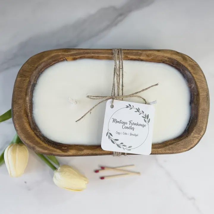 Wooden Dough Bowl Candle-Farmhouse Kitchen