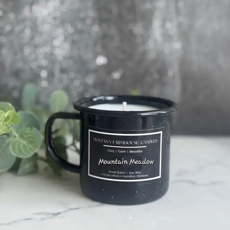 Enamelware Mug Candle Large-Mountain Meadows