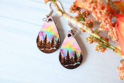 Aurora Forest Tear Drop Dangle Earrings