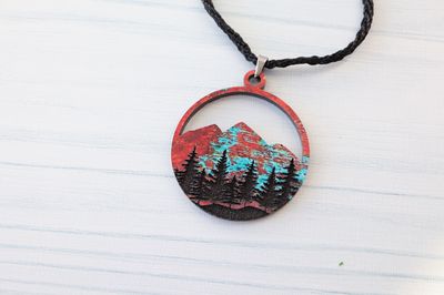 Copper Mountain Wood Pendant Necklace