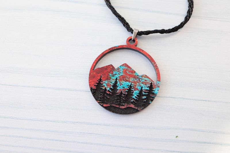 Copper Mountain Wood Pendant Necklace