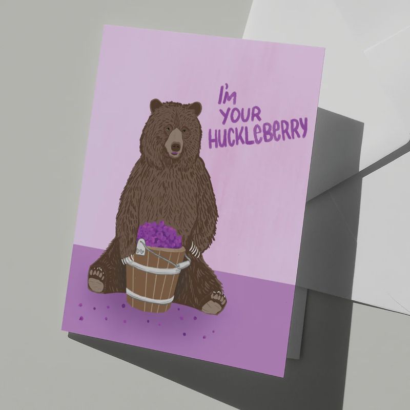 “I’m Your Huckleberry” Bear w/Huckleberries Card