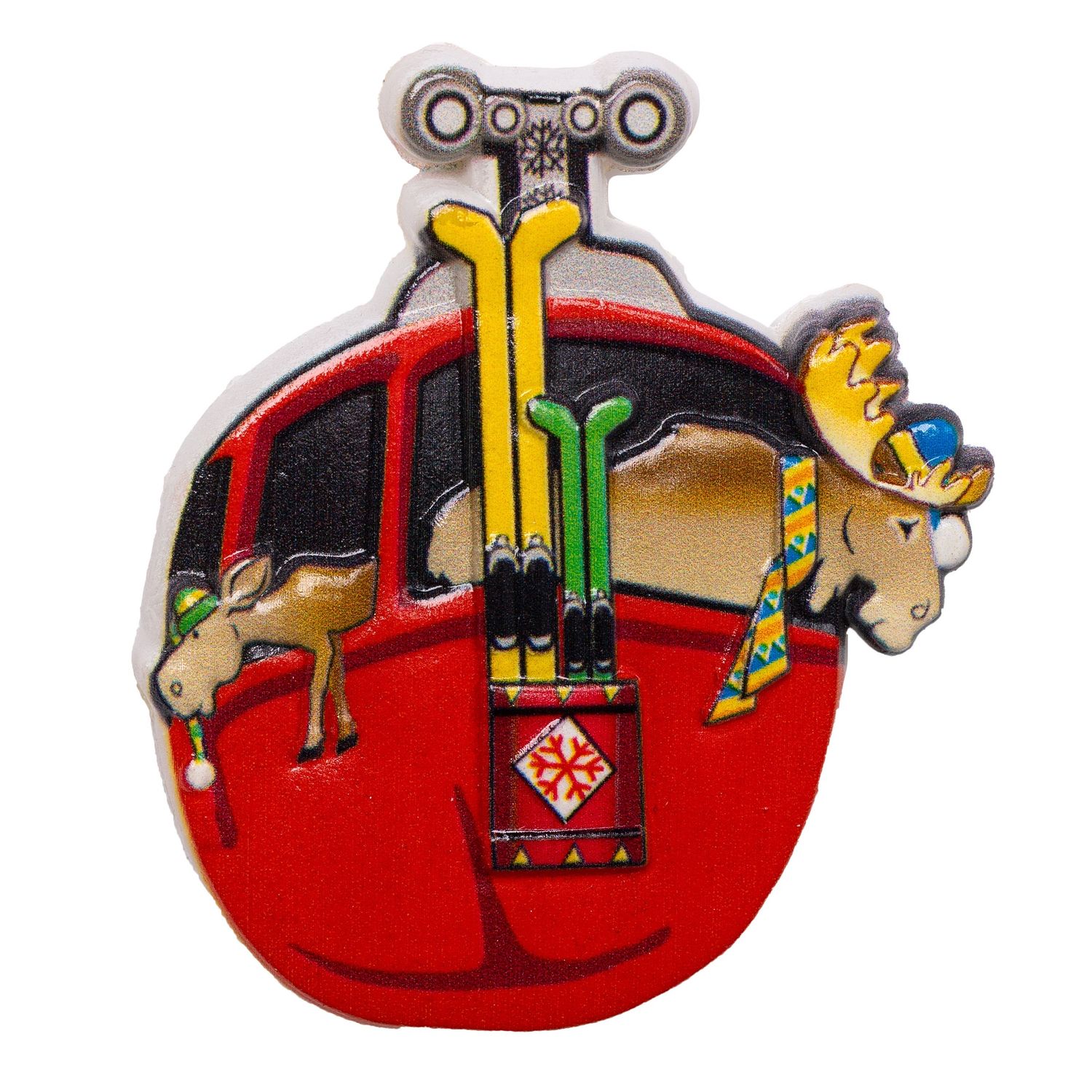 Gondola Ski Moose Magnet