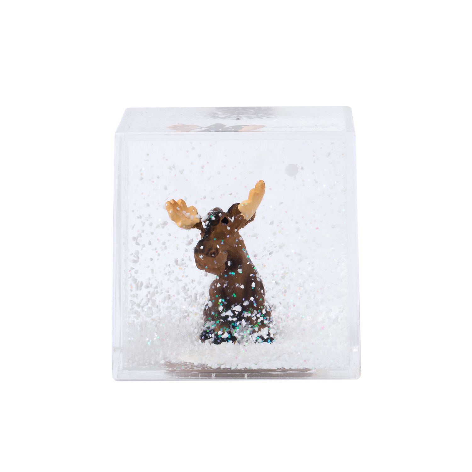 Moose Sitting Cube Snow-Globe