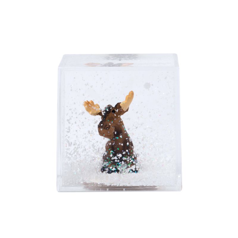 Moose Sitting Cube Snow-Globe