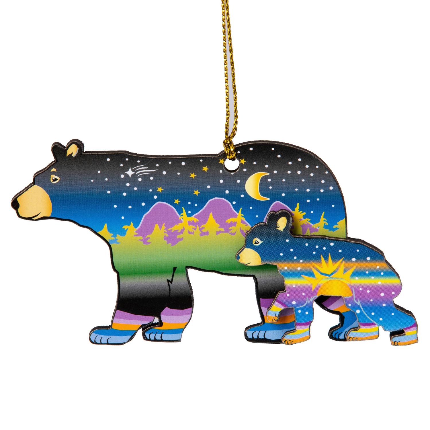 Moonlite Bear &amp; Cub Wood Ornament