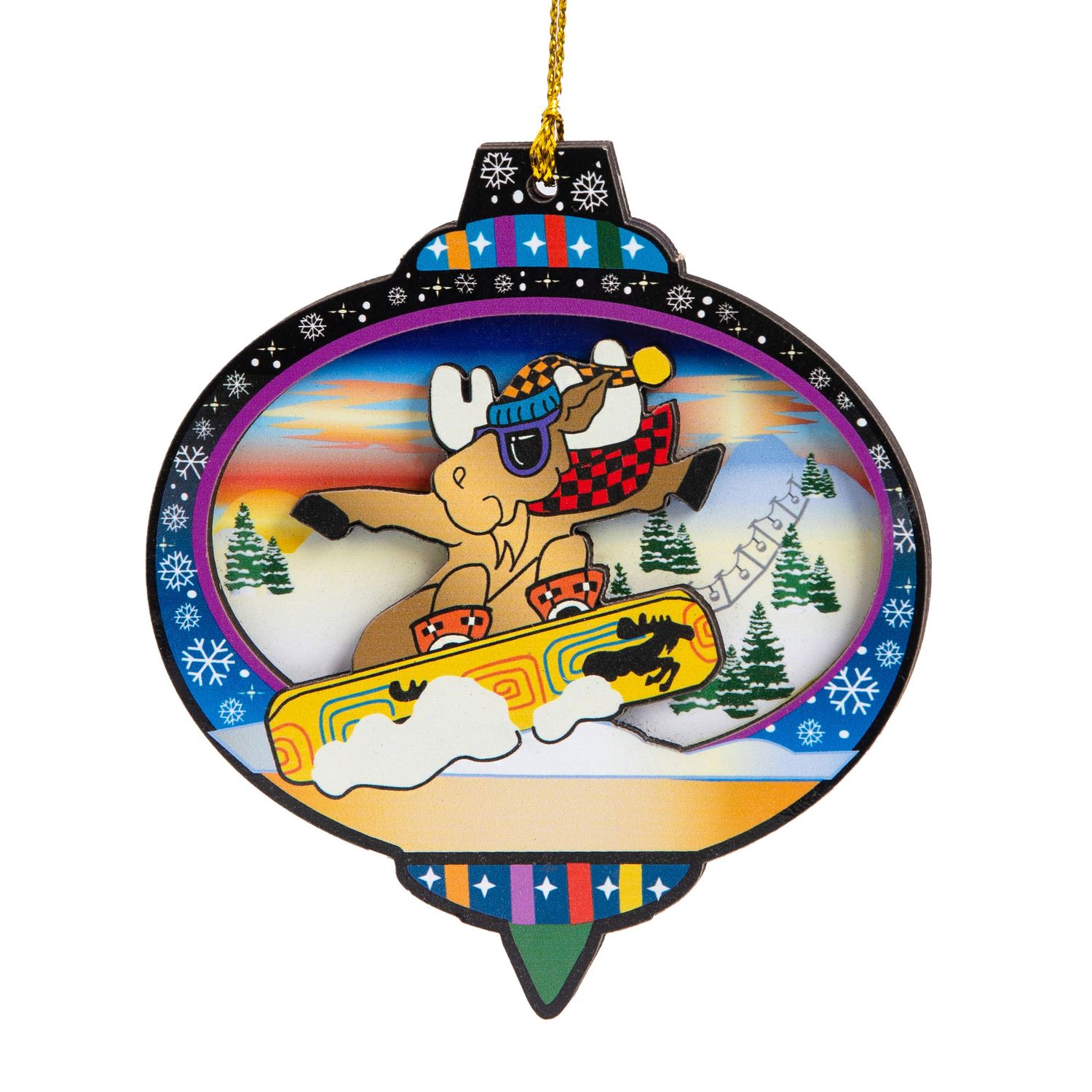 Flip Boarder Moose Wood Ornament