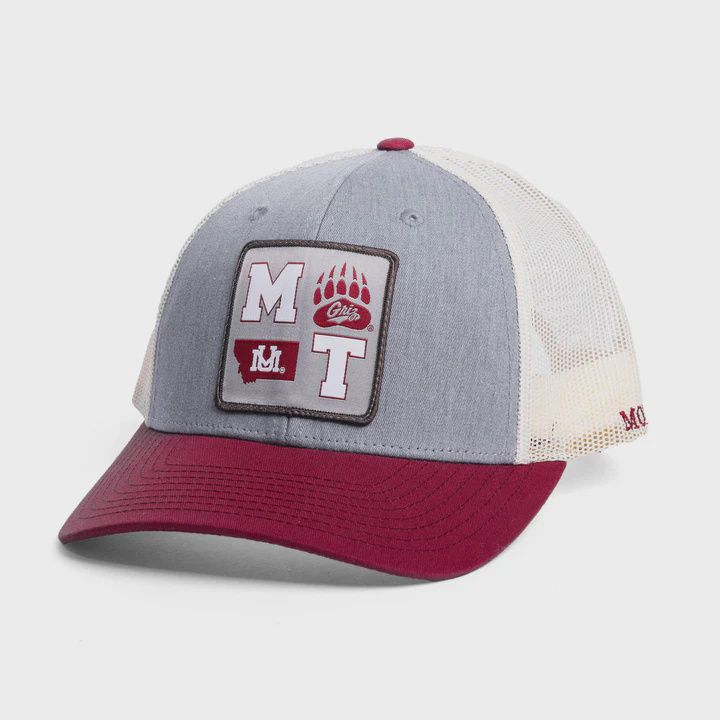 Griz Icons Snapback in Maroon, grey &amp; white