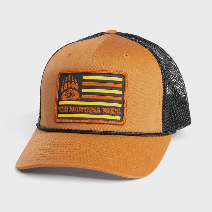 The Griz Flag Rope Hat Caramel Black