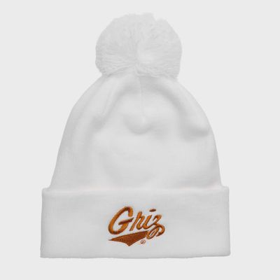 Griz Pom Beanie in White