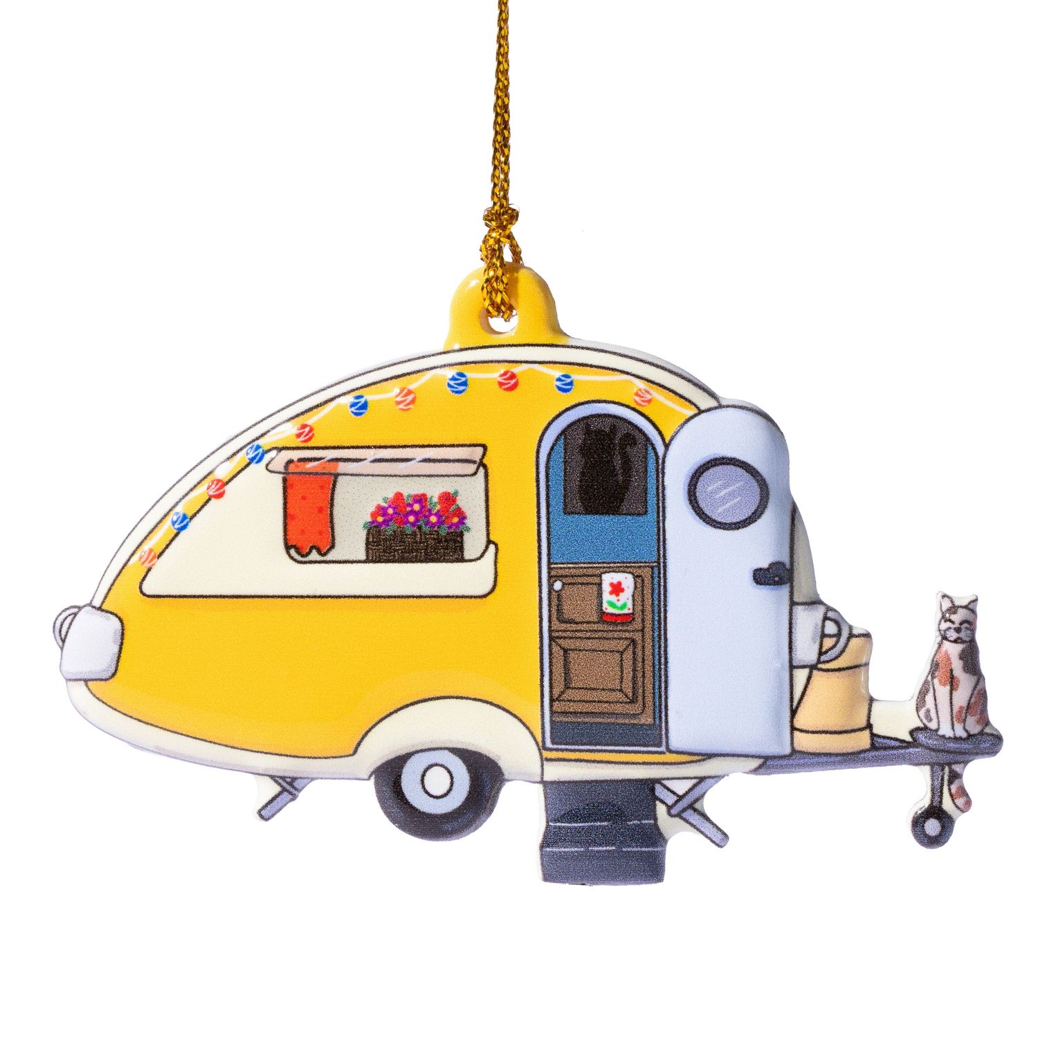 Yellow Camper Ornament