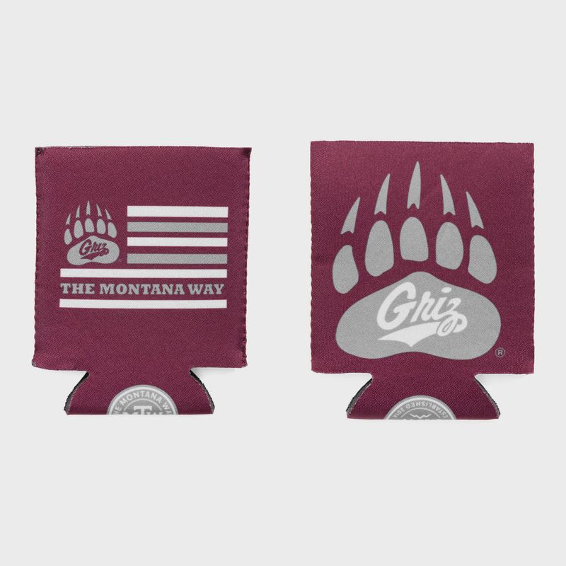 Griz Can Koozie in Maroon