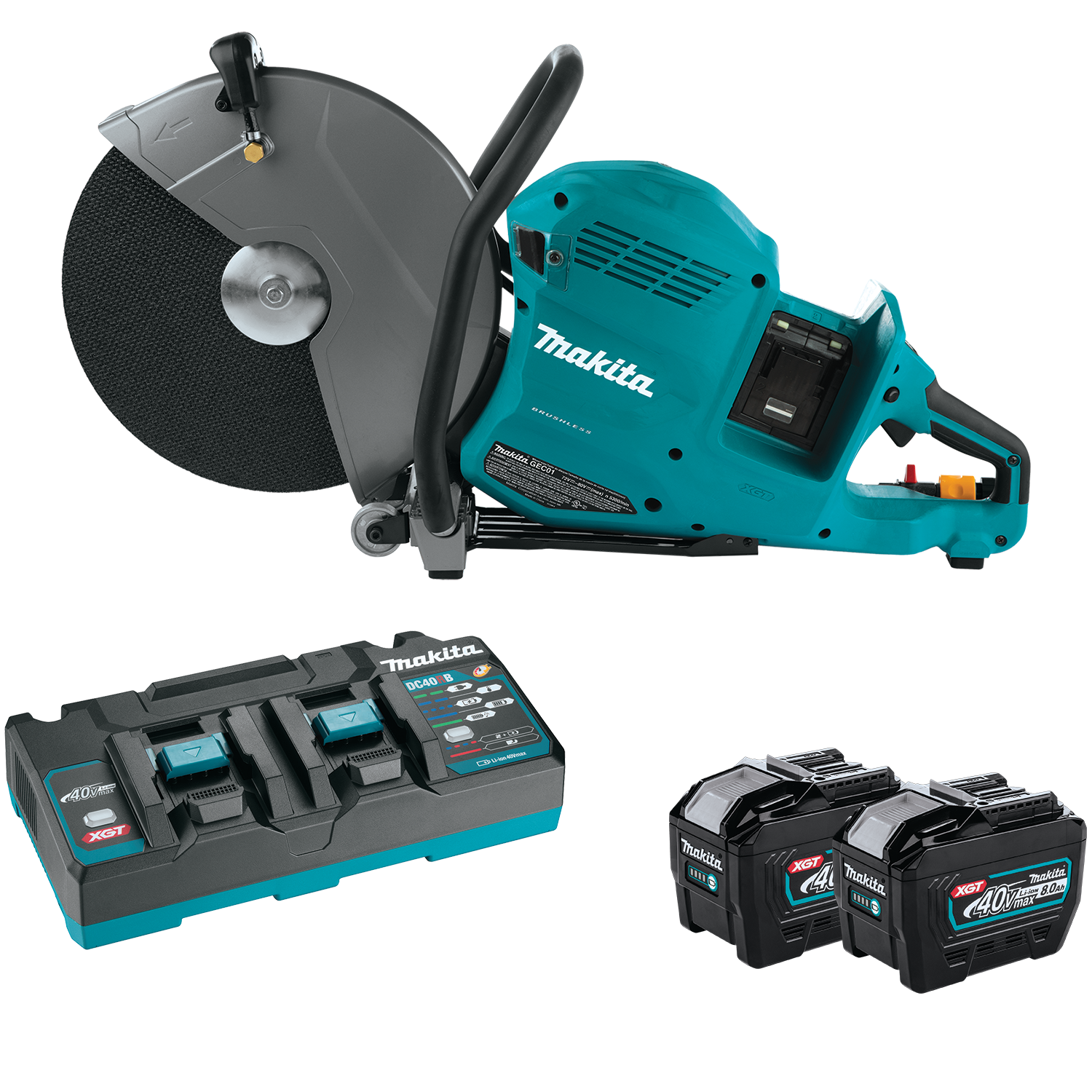 Makita GEC01PL 80V max (40V max X2) XGT® Brushless 14&quot; Power Cutter Kit, with AFT®, Electric Brake (8.0Ah)