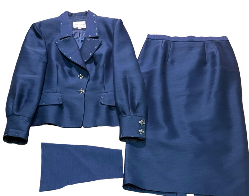 LILY &amp; TAYLOR SKIRT SUIT DESIGNER WOMEN&#39;S 2PC JACKET SKIRT SUIT WITH BIB