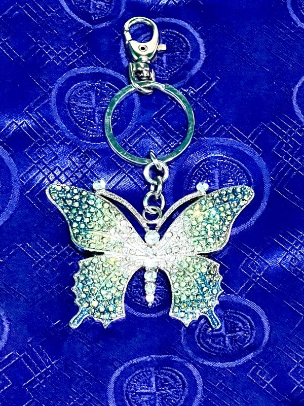 LARGE SWAROVSKI CRYSTAL BUTTERFLY KEYCHAIN