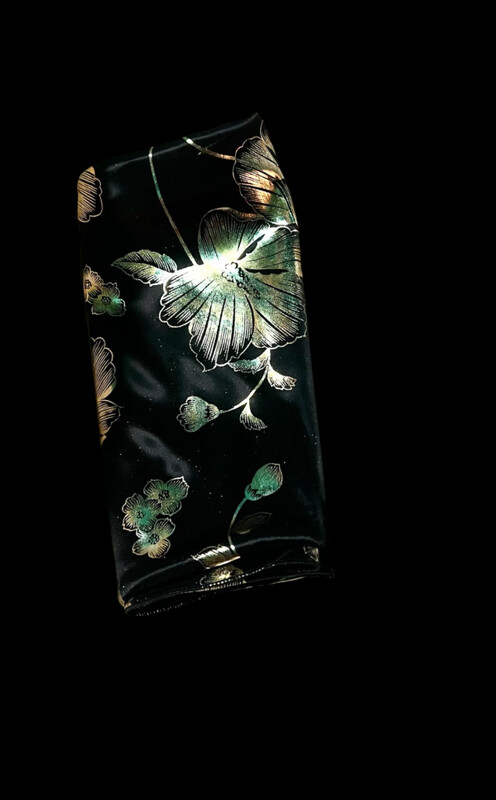 DESIGNER SATIN BLACK GOLD SCARF