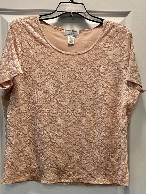 LACE SCOOP NECK SHORT SLEAVE TOP