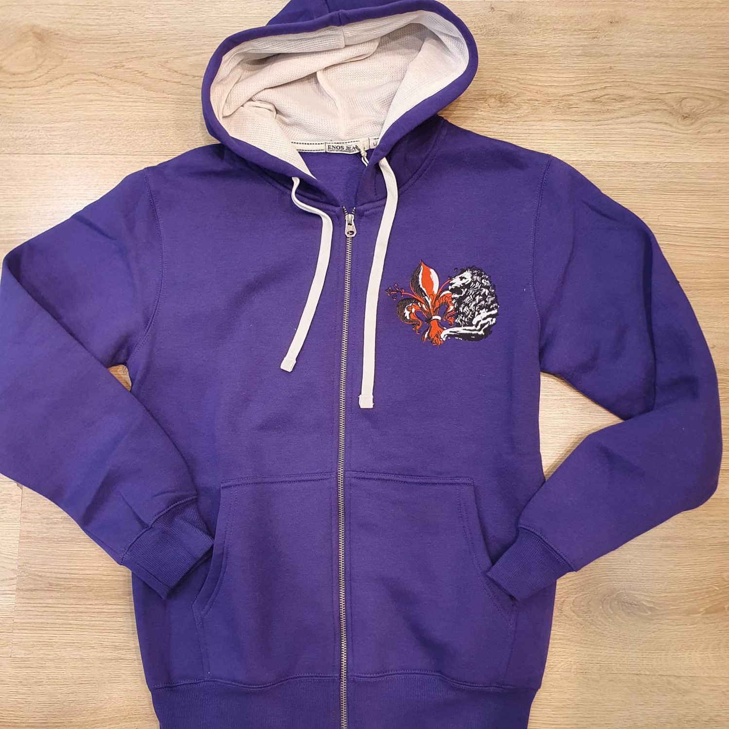 Felpa cappuccio e cerniera "Giglio e Leone" Viola