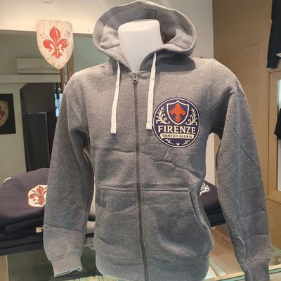 Felpa cerniera e cappuccio "Firenze" grigio melange