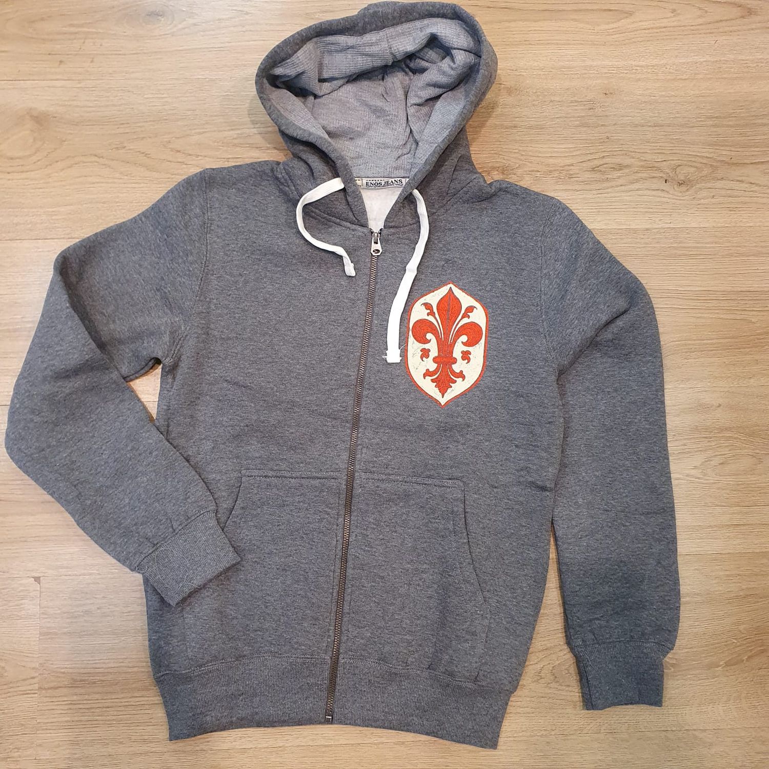 Felpa cerniera "Giglio vintage" grigio melange scuro