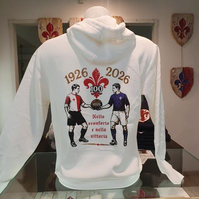 Felpa cerniera e cappuccio "Centenario" bianco