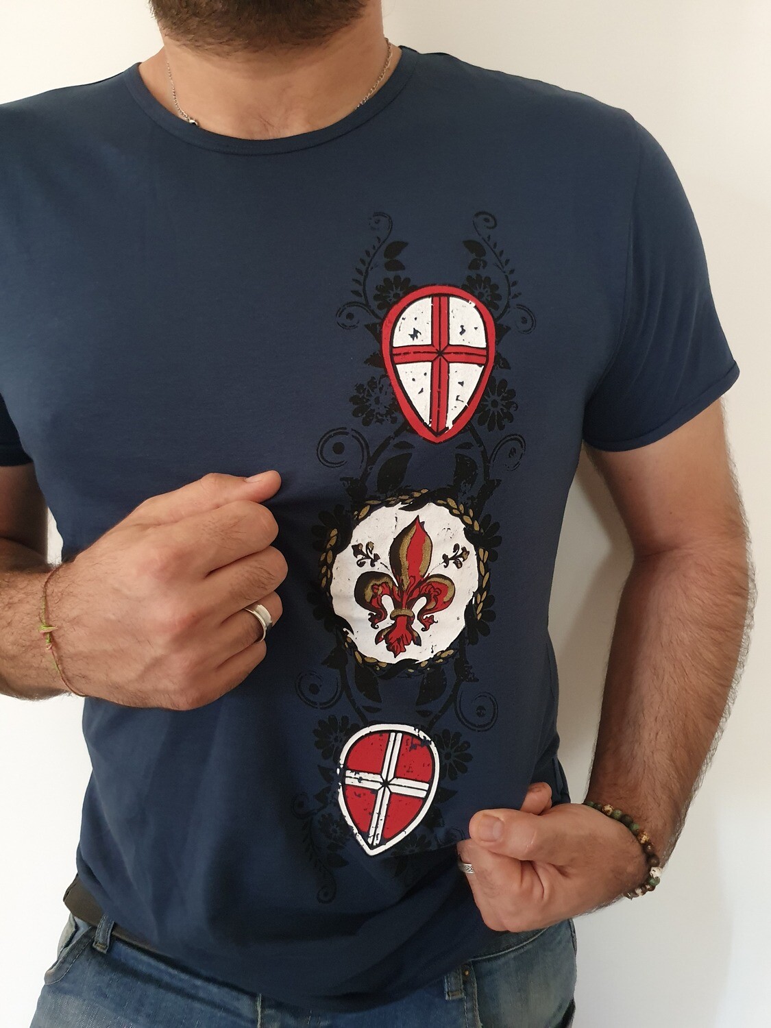 Maglia "Vessilli Fiorentini" blu denim