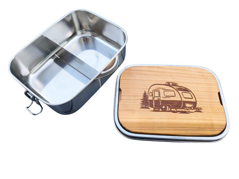 Brotzeitdose Holz "Wohnwagen"