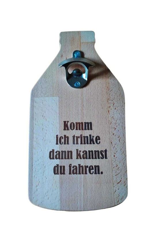 Wandflaschenöffner  Flasche "Komm ich trinke"