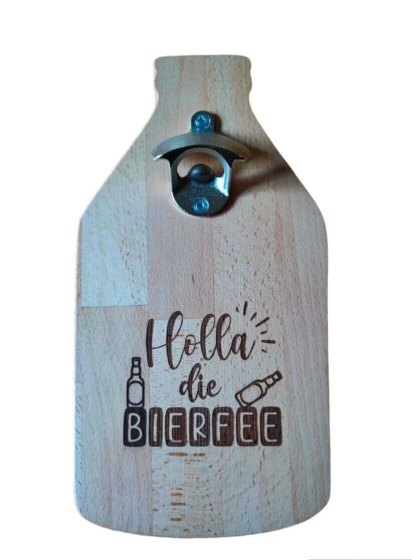 Wandflaschenöffner  Flasche "Holla die Bierfee"
