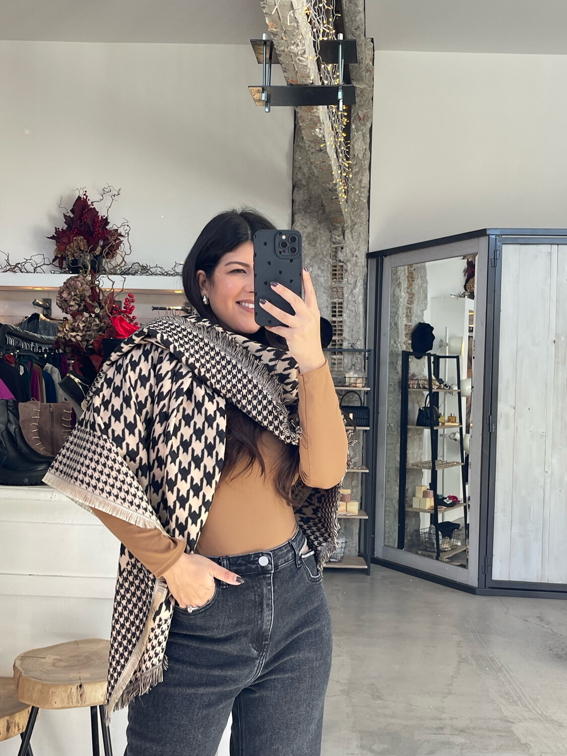 PIED DE POULE BLACNKET SCARF