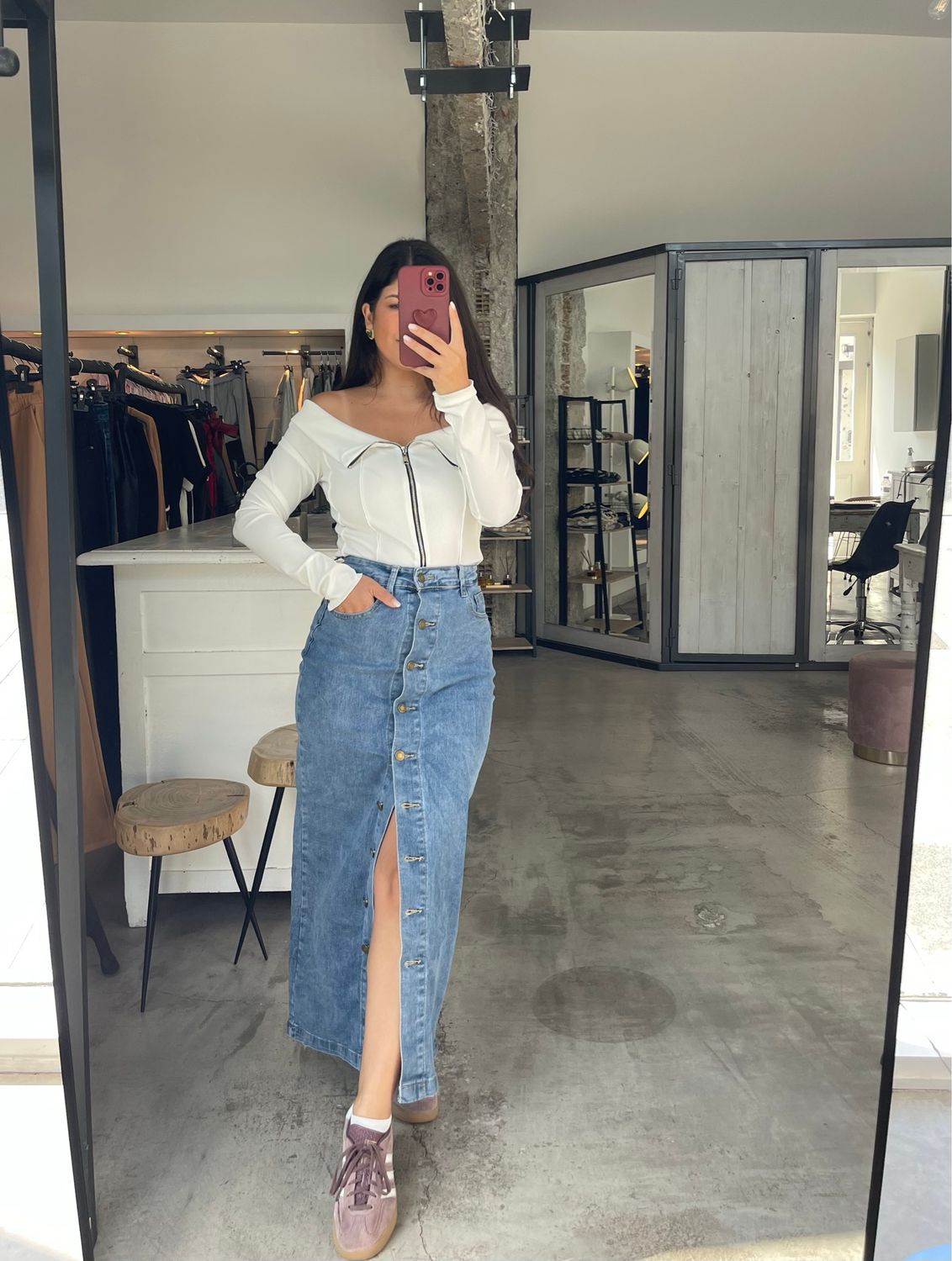 DENIM SKIRT WITH BUTTONS
