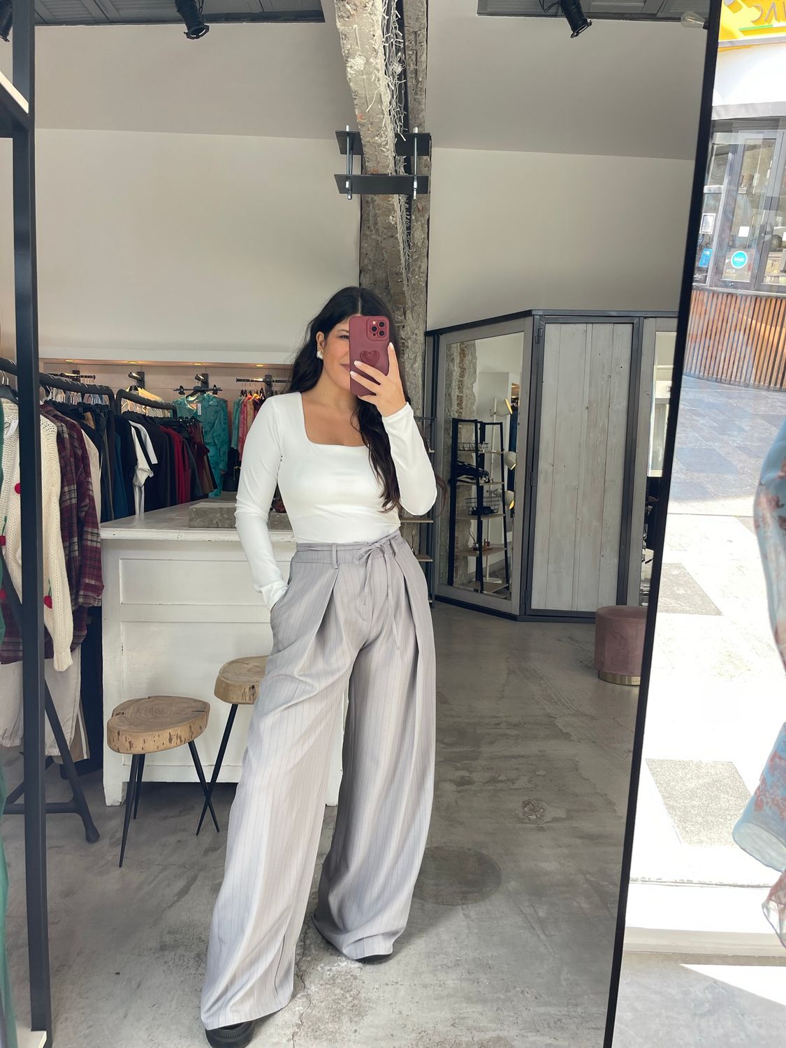 STRIPED WIDE PANTS