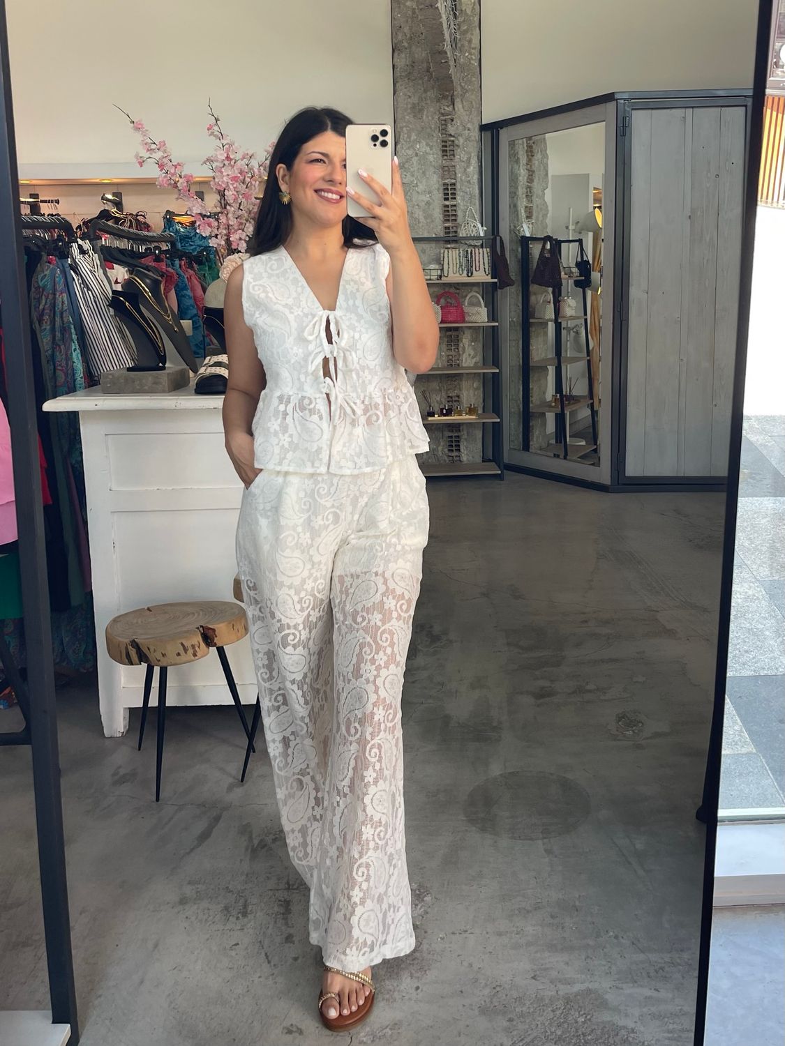ADELINA LACE PANTS SET