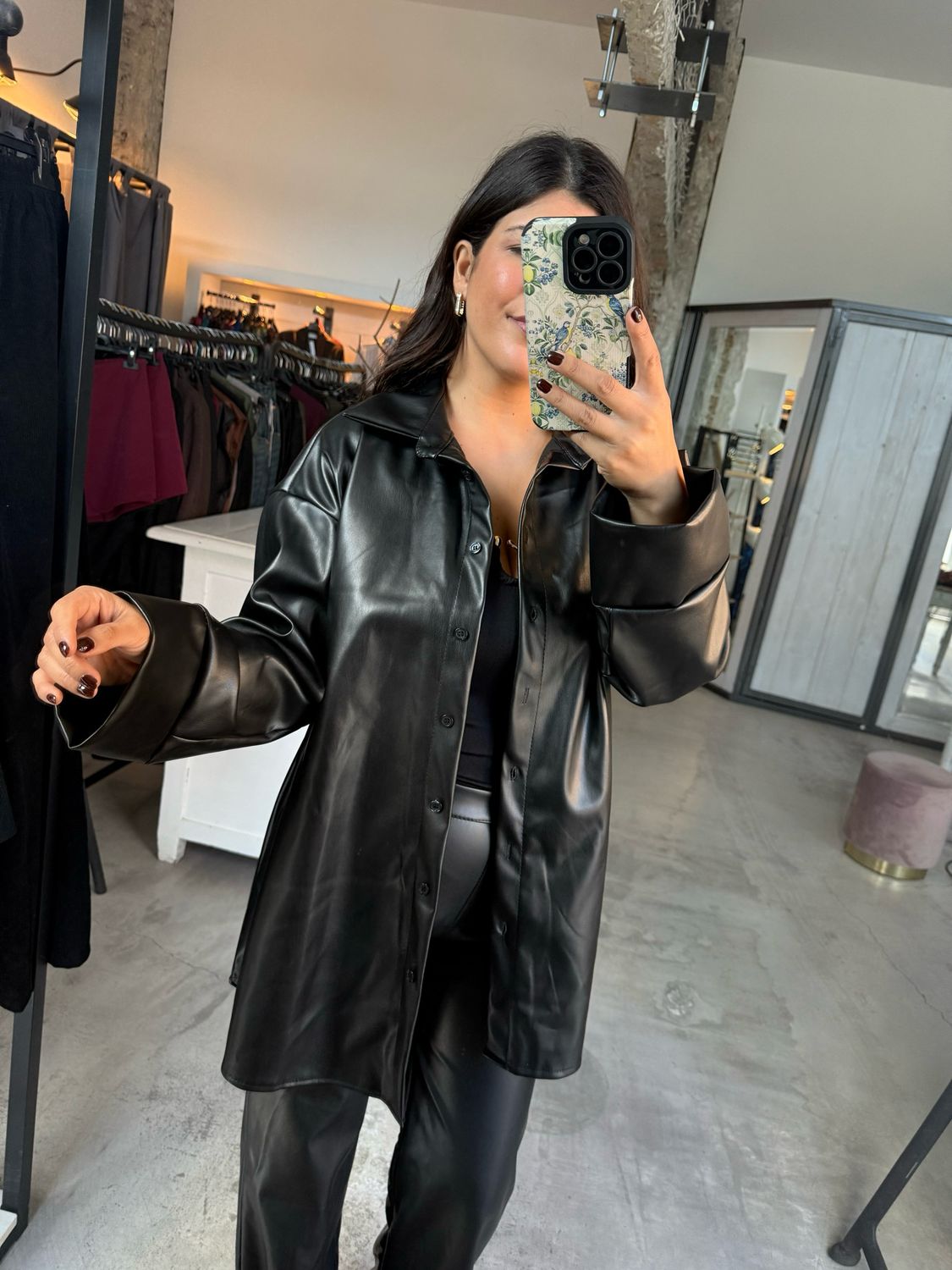 FAUX LEATHER SHIRT