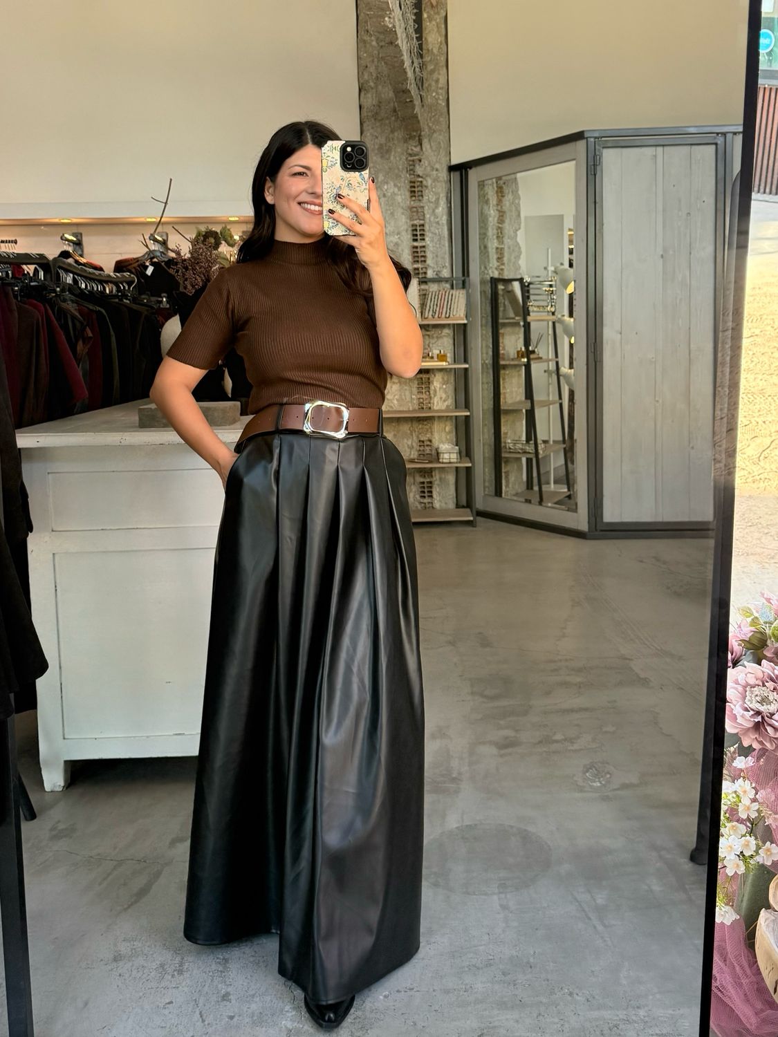 NALU FAUX LEATHER SKIRT