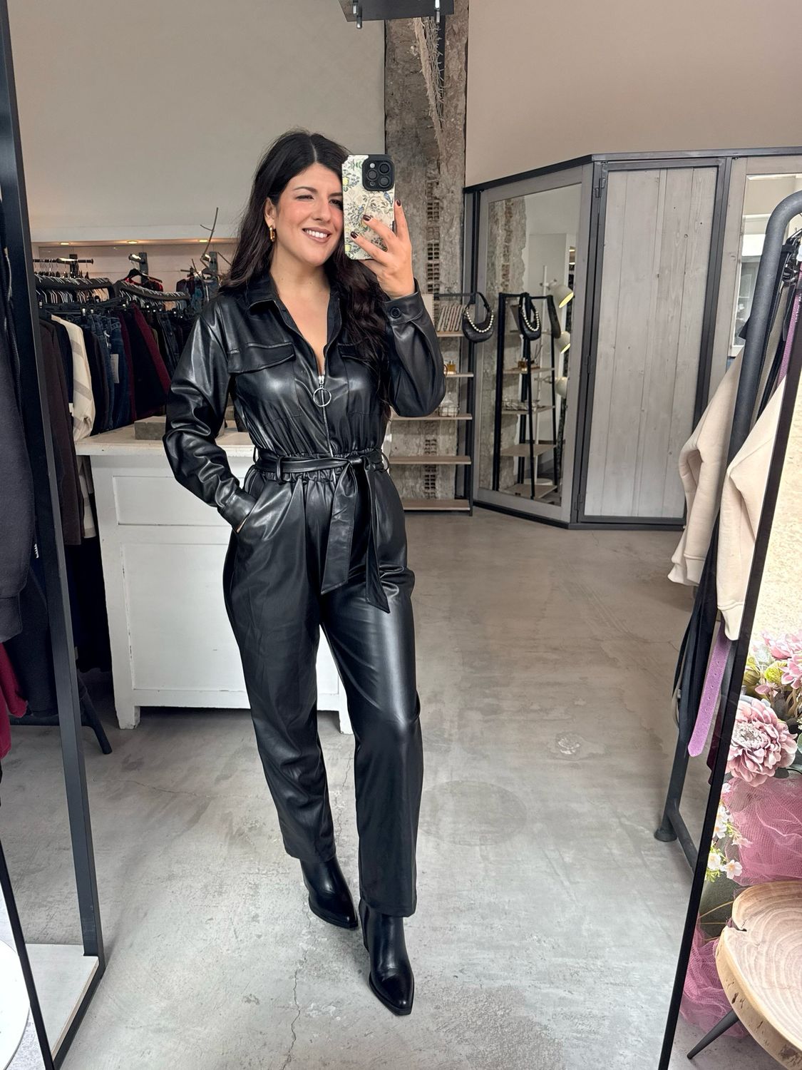 HEILY FAUX LEATHER JUMPSUIT
