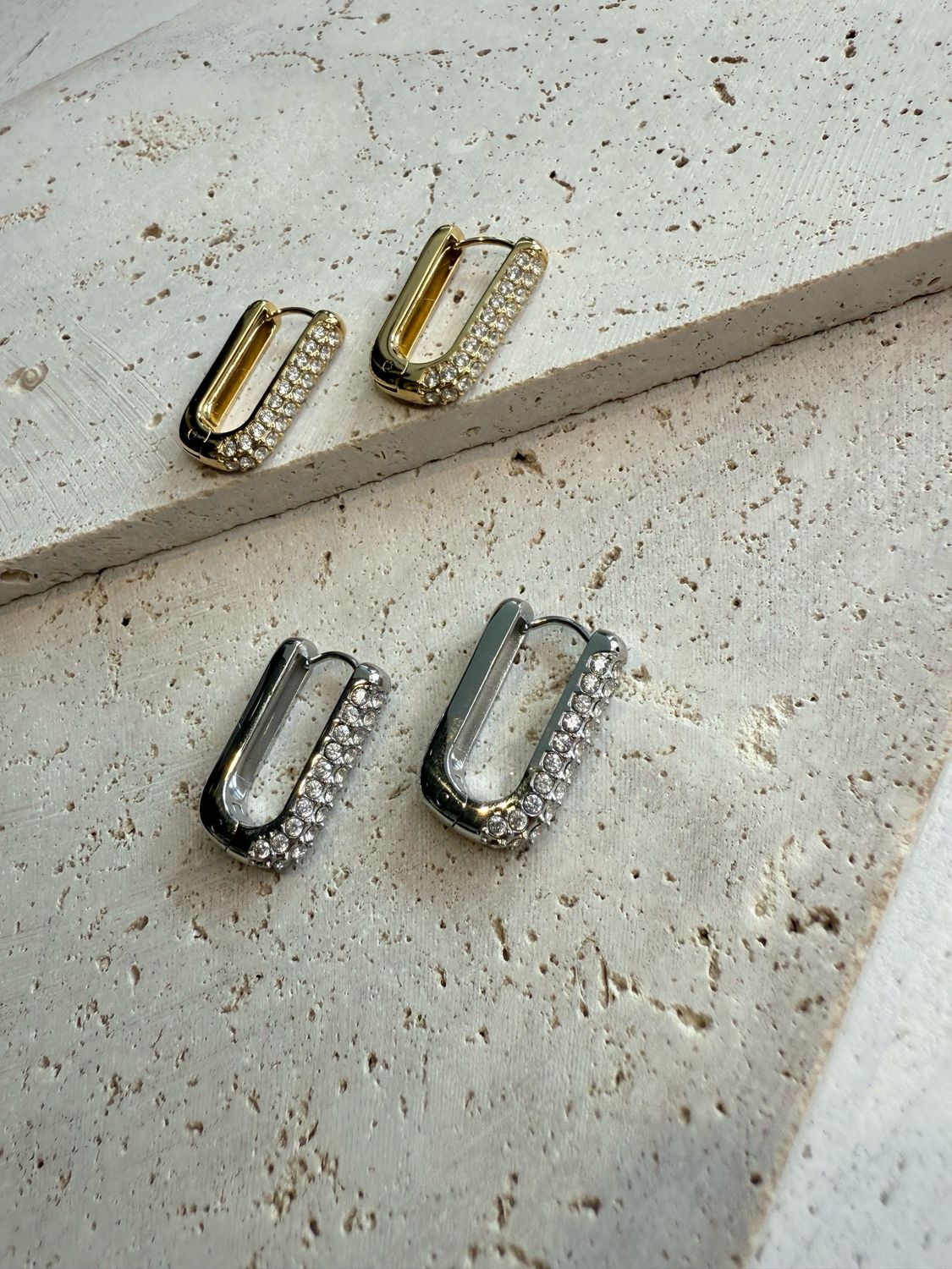 RECTANGLE RHINESTOONES EARRINGS