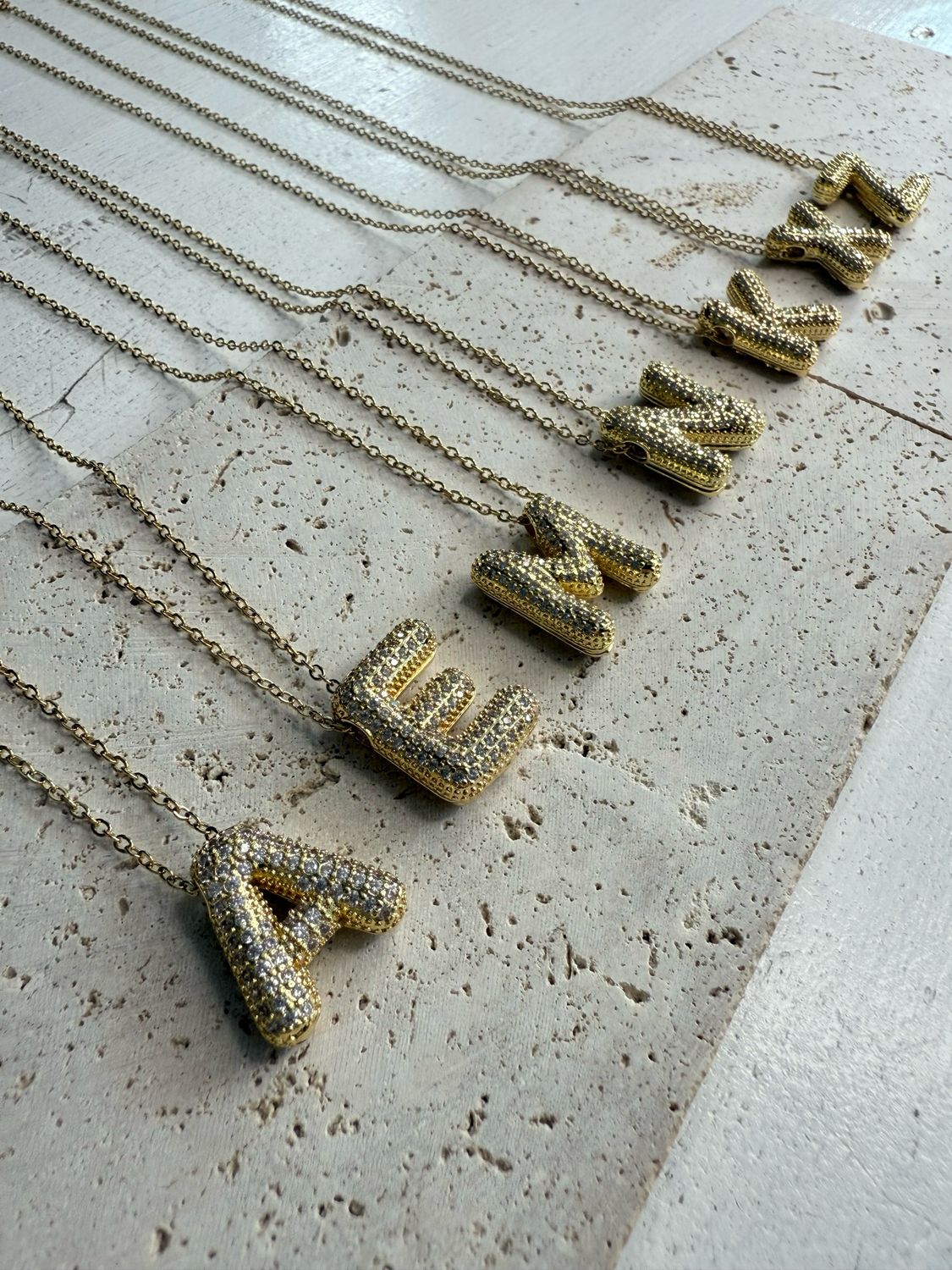 BUBBLE RHINESTONE INITIAL NECKLACE