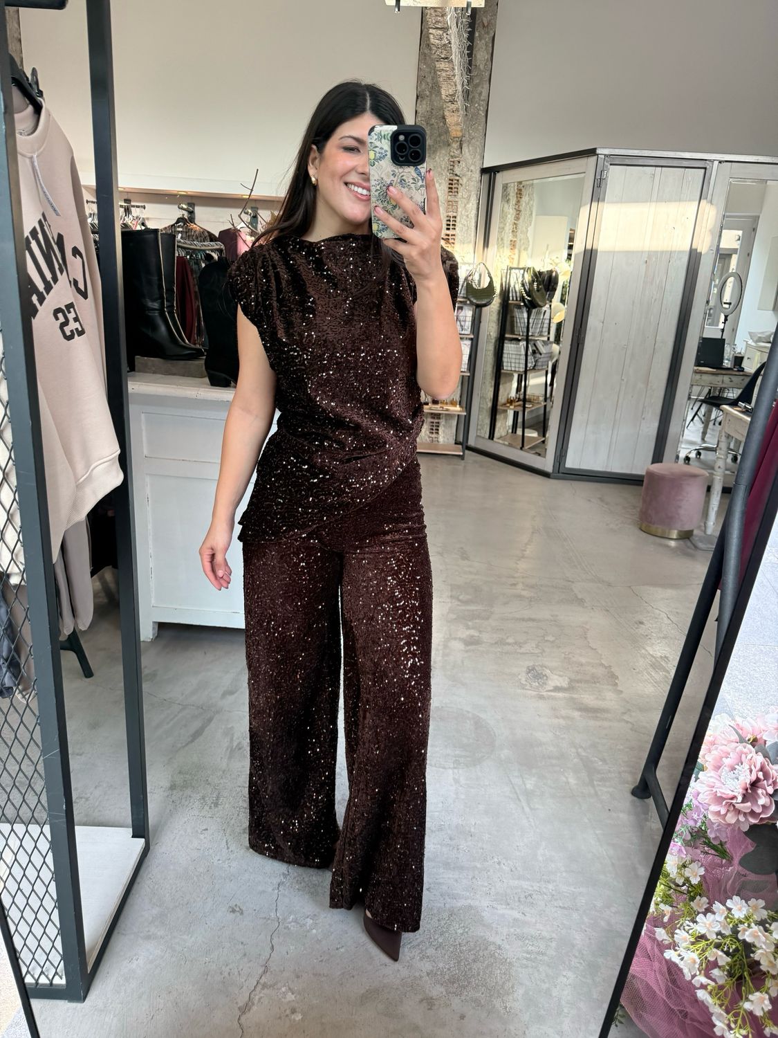 SEQUIN VELVET PANTS