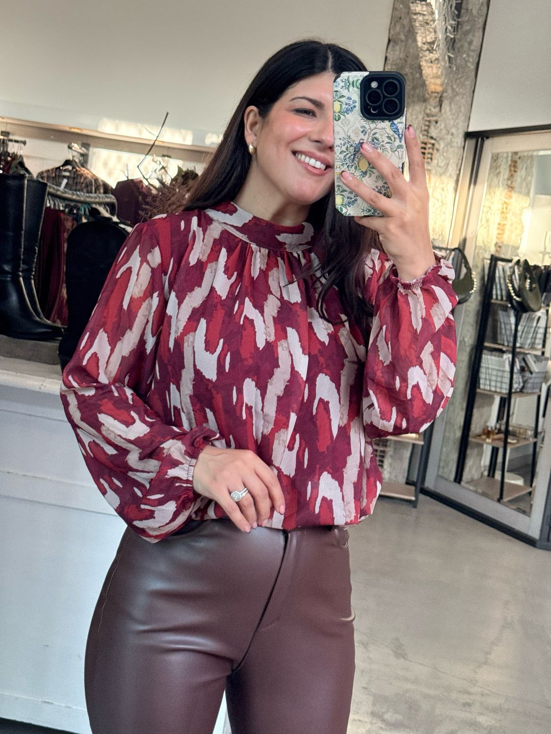 PRINTED CROPPED BLOUSE