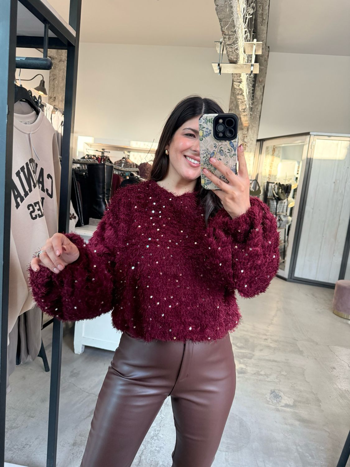 FLUFFY SEQUIN BLOUSE