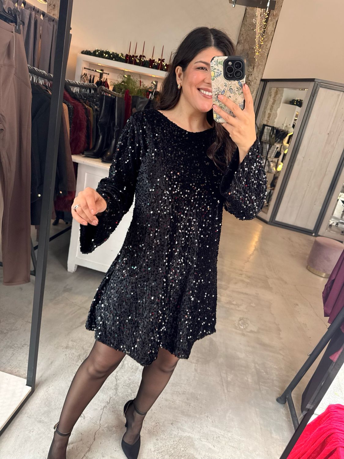 AURORA VELVET SEQUIN DRESS