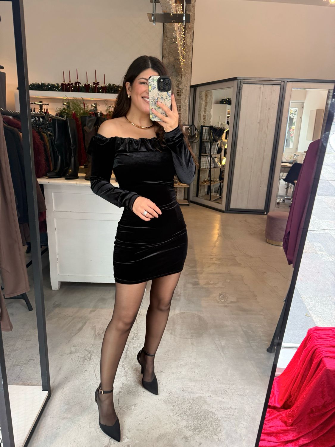 GLORIA MINI VELVET DRESS