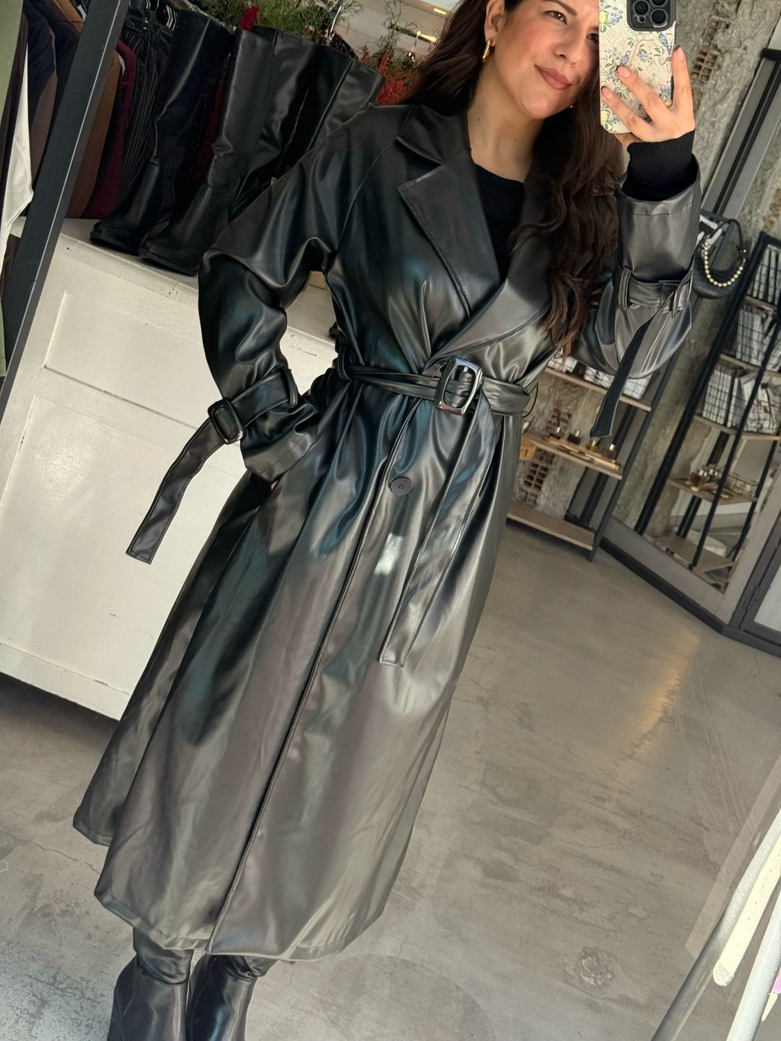 ECO LEATHER TRENCH COAT