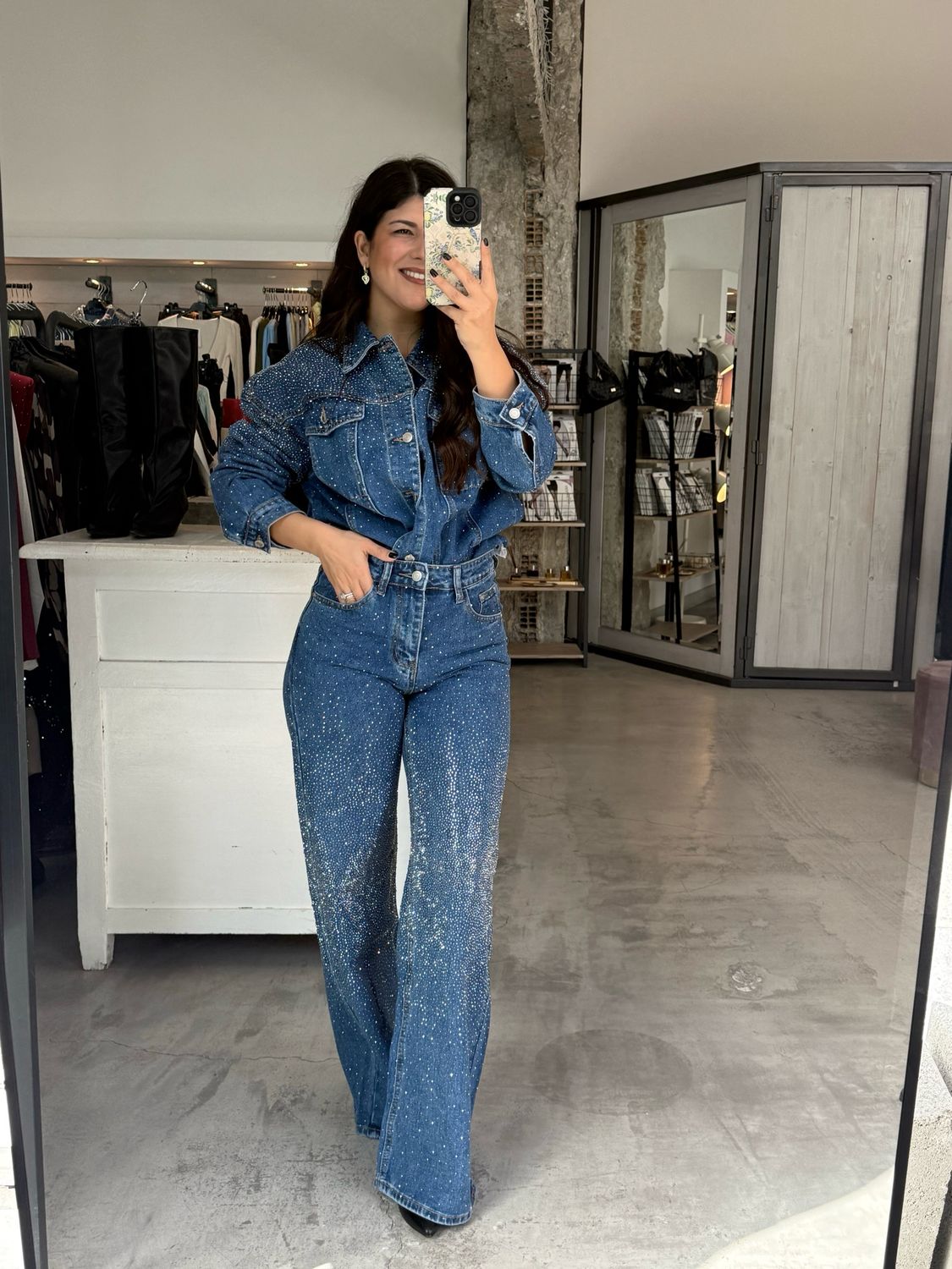 JEAN SET WITH RHINESTONES