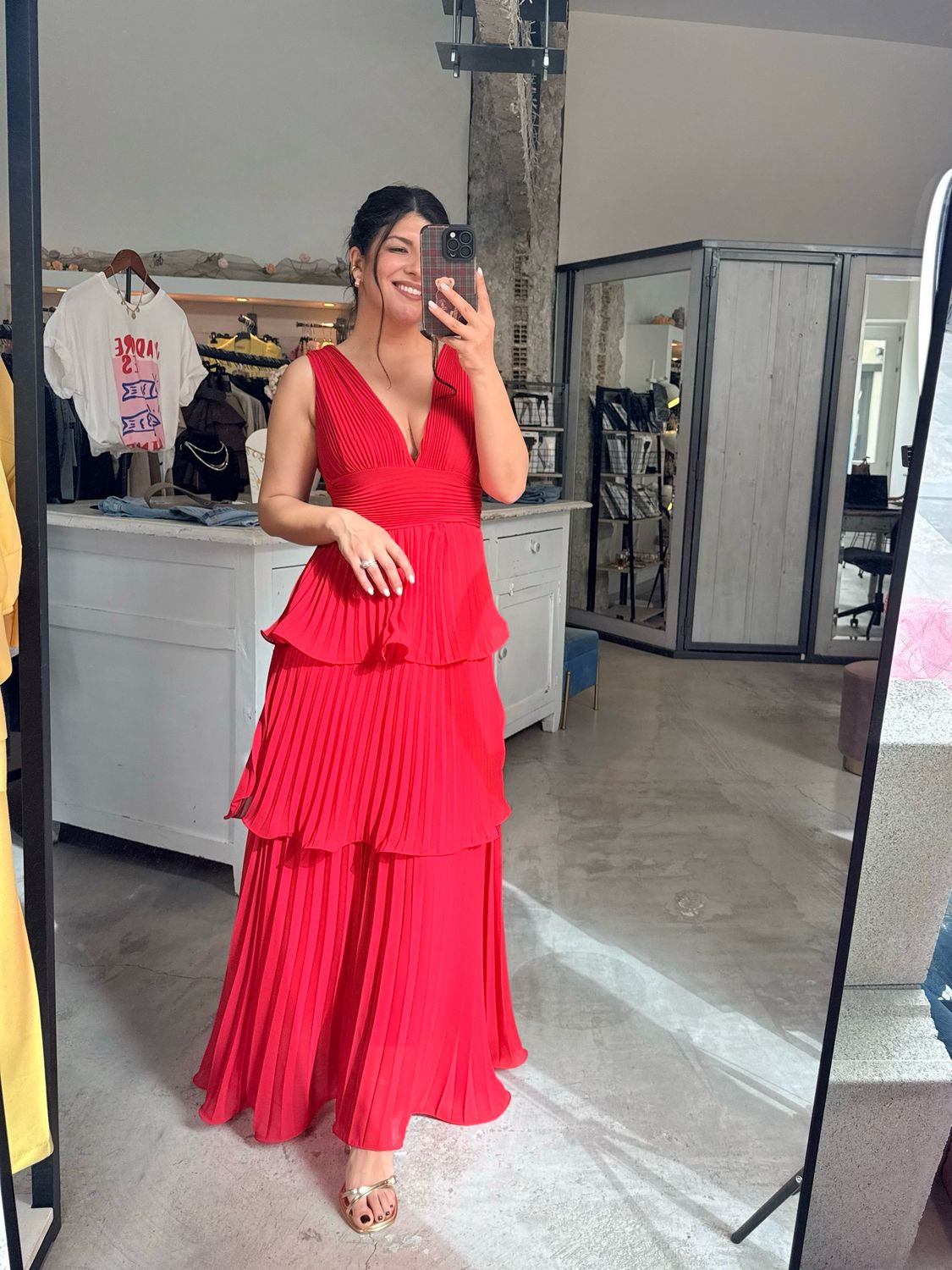 MALINA PLEATED RUFFLE DRESS