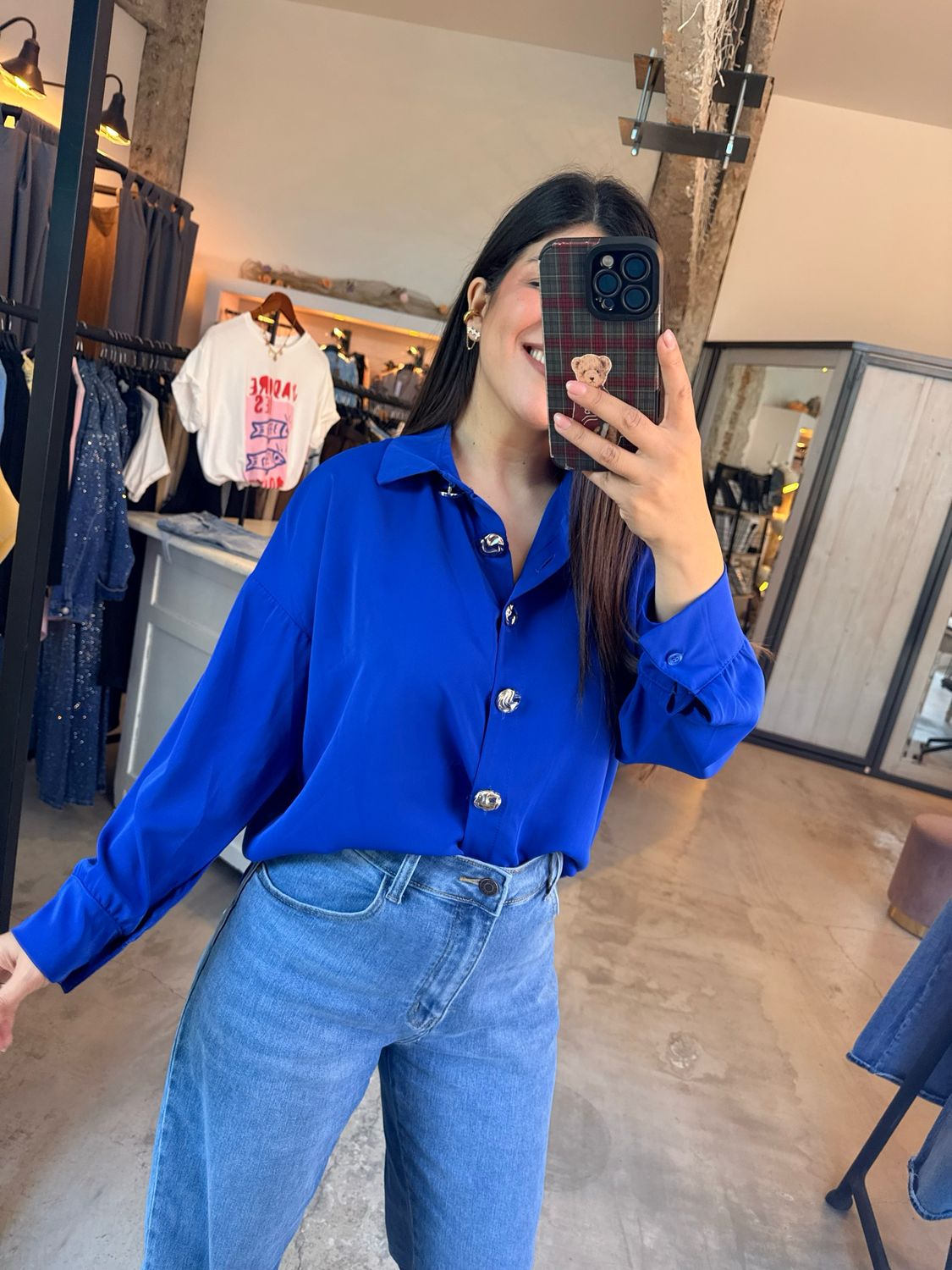 SATIN SHIRT GOLD BUTTONS